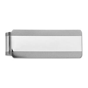 Men's 14k White Gold Striped Edge Fold-Over Money Clip